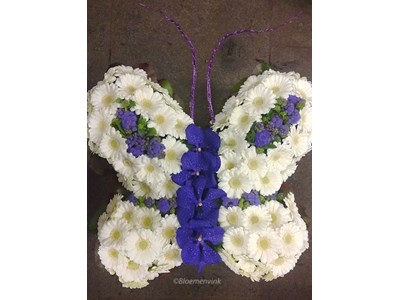 rouwstuk vlinder wit blauw